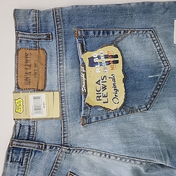 NWT Rica Lewis Men's Denim RL80 Straight Fit Faded Blue Jeans Size 34 - Picture 7 of 15